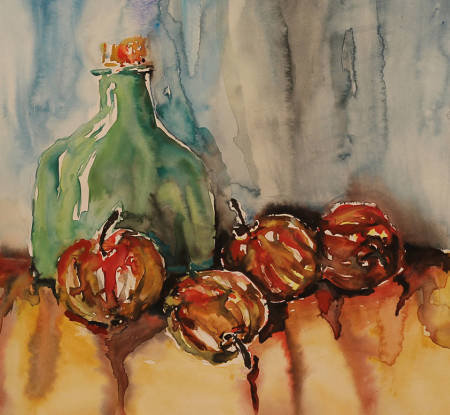 Apples and Bottles detail by Romana Porumb